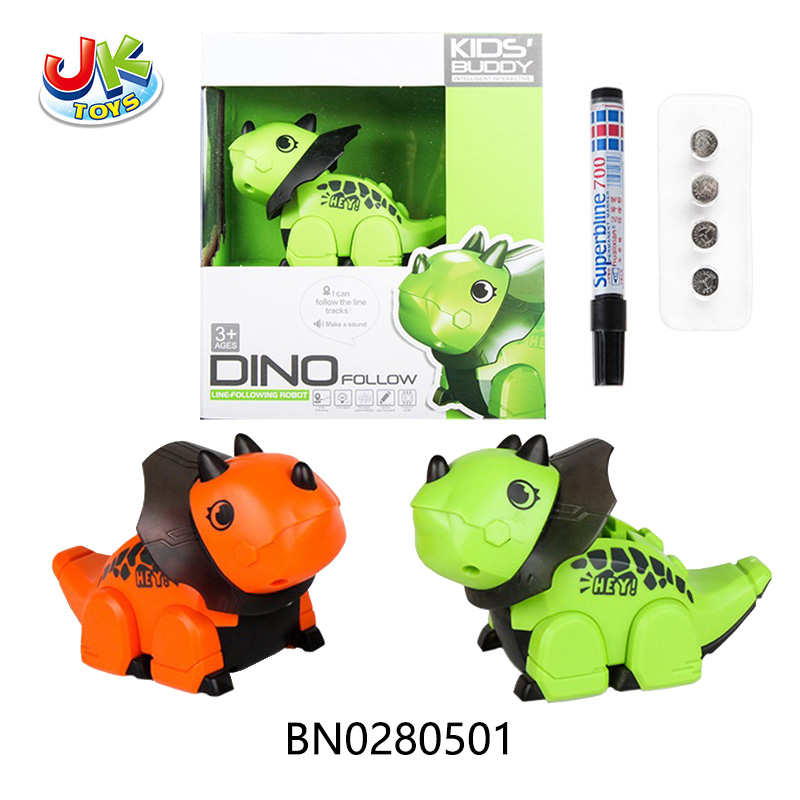 B/O DINOSAUR W/LIGHTS,SOUND,PAINTBRUSH TRACKING(ORANGE/GREEN) toys