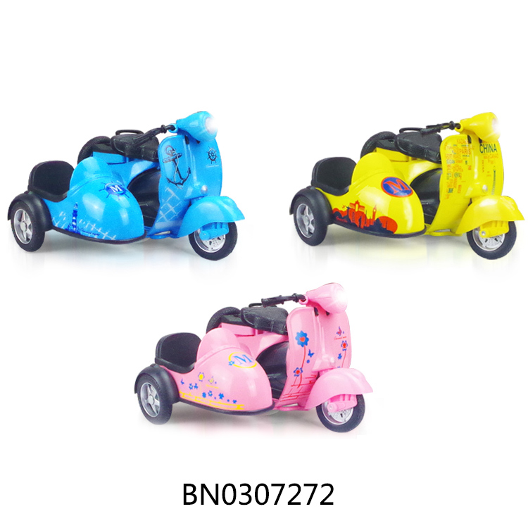 1:14 ALLOY PULL BACK  MOTORCYCLE W/LIGHT,SOUND,3 COLOR MIXED toys