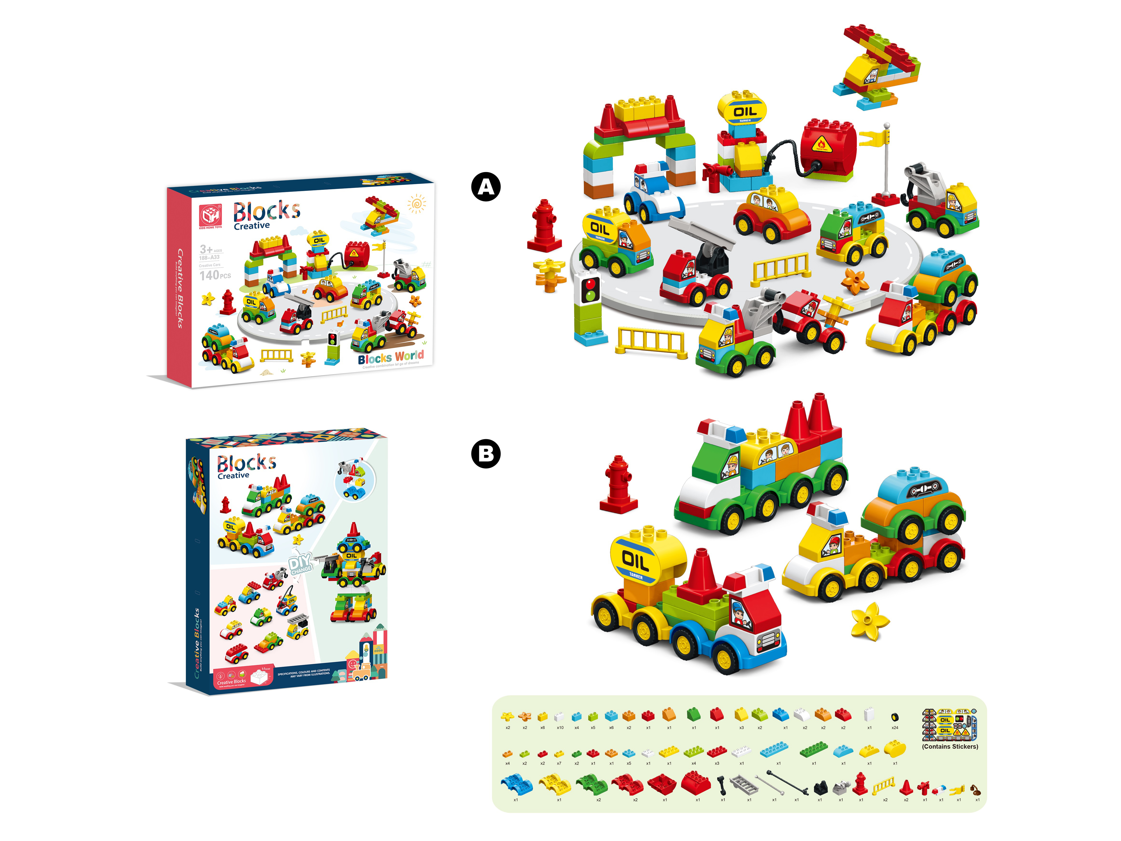 140PCS BUILDING BLOCKS SET,CARS toys