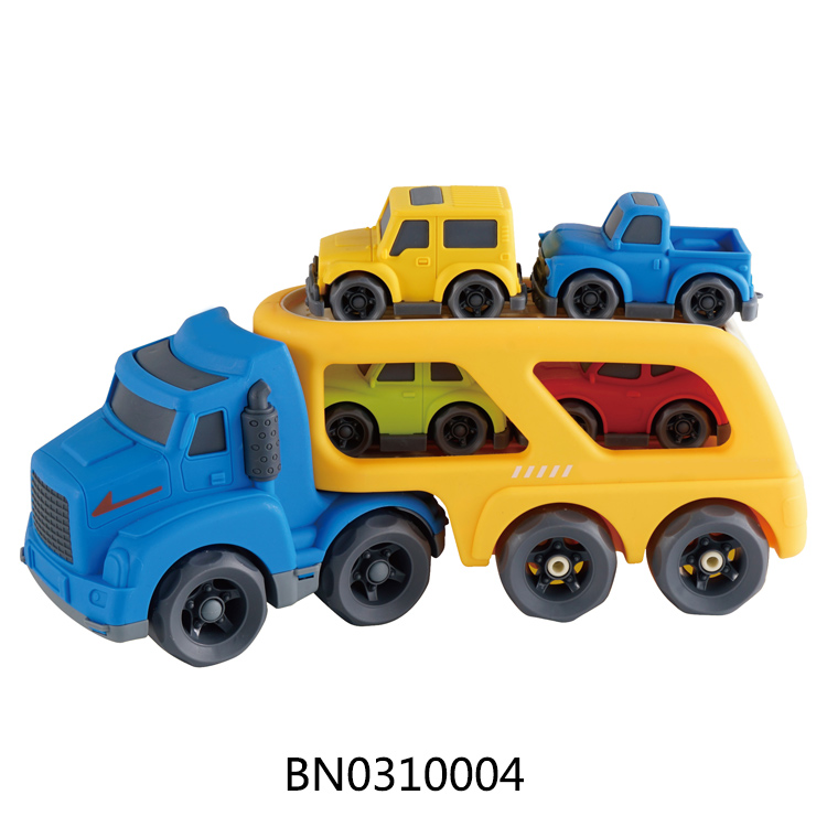 TRACTOR TRANSPORTER 2-COLOR MIXED PACKAGING (LARGE CAR WITH 4 SMALL CAR) toys