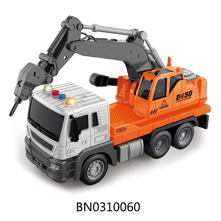 1:16 INERTIA DRILLING VEHICLE WITH LIGHT AND MUSIC,SINGLE MONOCHROME ORANGE,BAG 3*AG13 toys