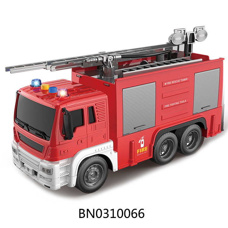 1:16  INERTIA FIRE TRUCK WITH LIGHT,MUSIC AND WATER SPRAY,SINGLE MONOCHROME RED,PACKAGE 3*AG13 toys