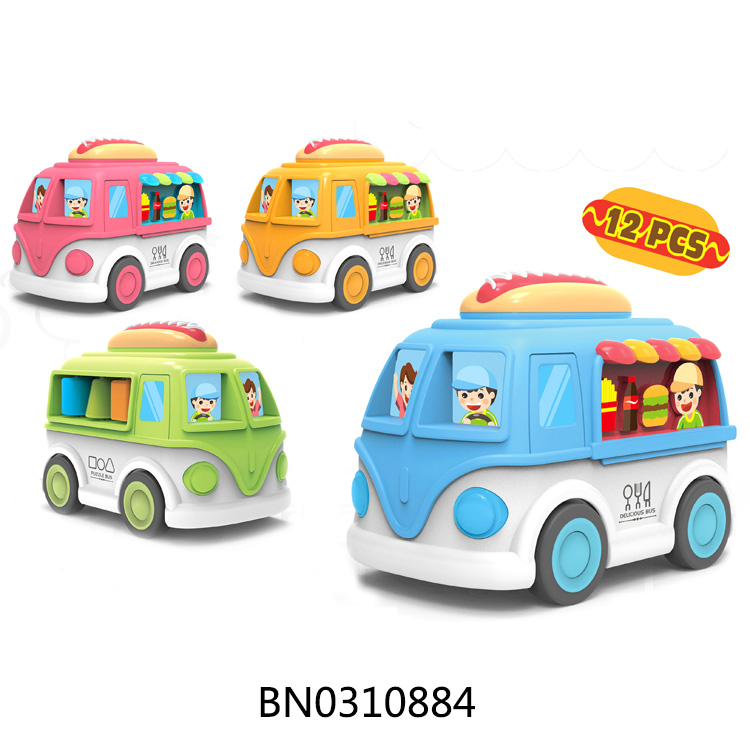 INERTIAL CARTOON BUS,12PCS,4 COLORS MIXED toys