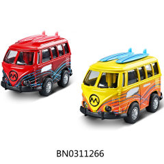 1:36 MINI ALLOY PULL BACK GRAFFITI BUS SET,2COLORS MIXED toys