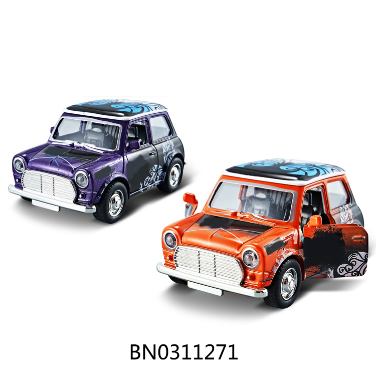 1:36 MINI ALLOY PULL BACK GRAFFITI CAR SET,W/CAN BE OPEN THE DOORS,2COLORS MIXED toys