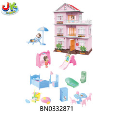 DIY VILLA SET,W/DOLL,FURNITURE,W/3 LIGHT toys