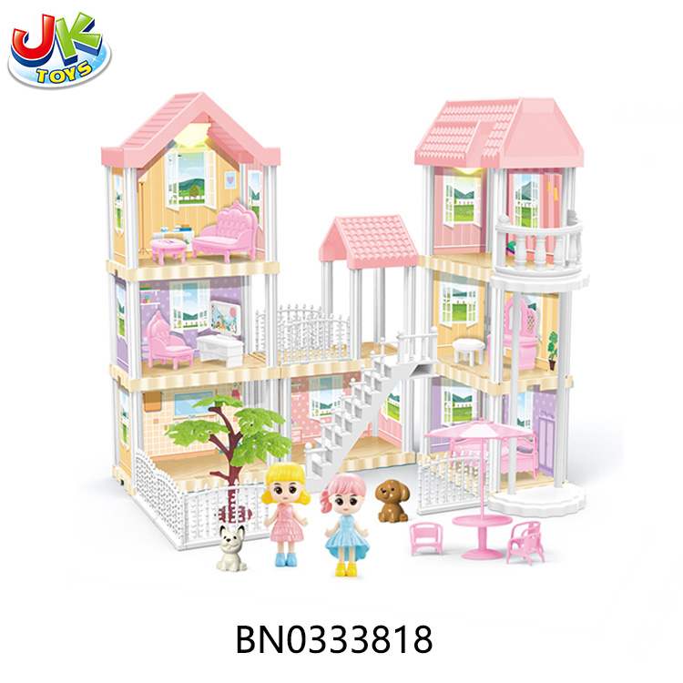 DIY VILLA,W/DOLL,W/2 LIGHT,136PCS toys