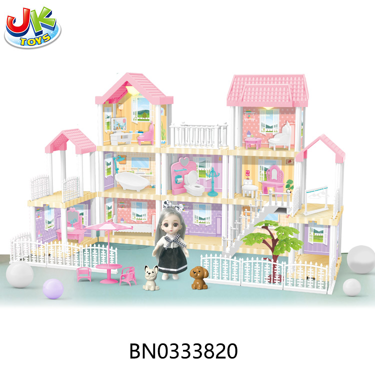 DIY VILLA,W/6'' DOLL,W/2 LIGHT,195PCS toys