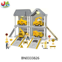 DIY PARKING LOT,W/4 PULL BACK CAR,W/2 LIGHT,64PCS