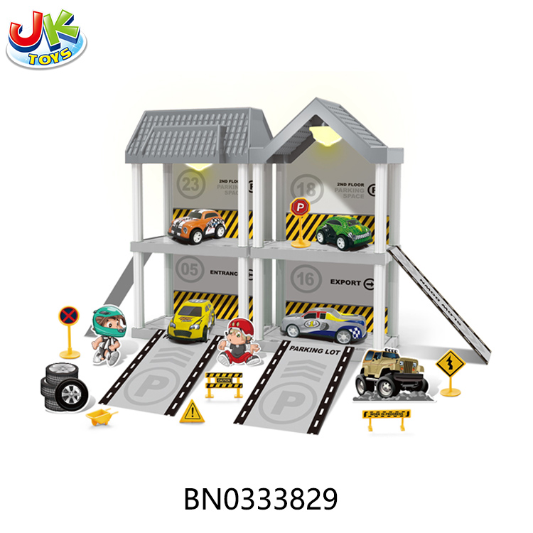 DIY PARKING LOT,W/4 PULL BACK CAR,W/2 LIGHT,66PCS toys