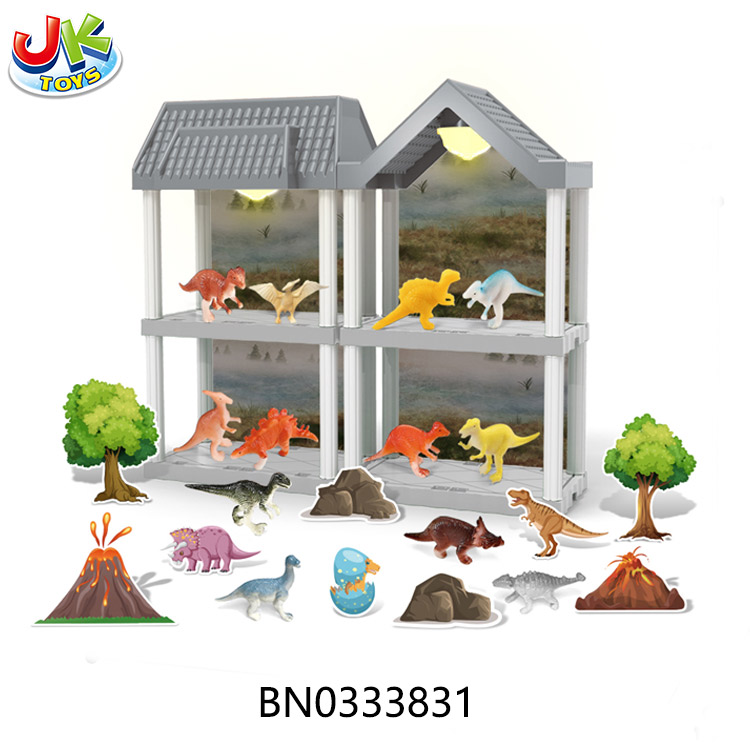 DIY DINOSAUR VILLA,W/12 DINOSAUR,W/2 LIGHT,68PCS toys