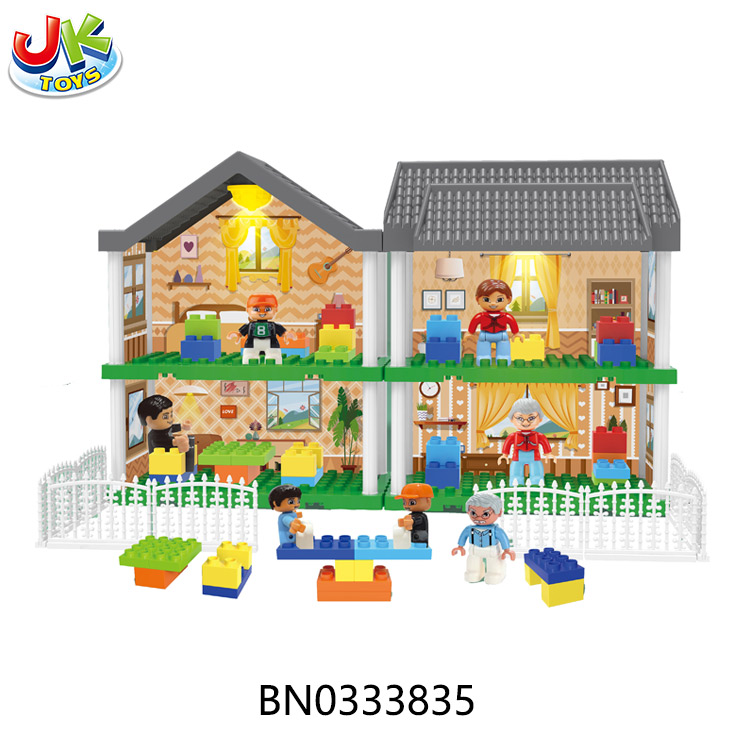 DIY VILLA,W/BUILDING BLOCKS,DOLL,W/2 LIGHT,87PCS toys