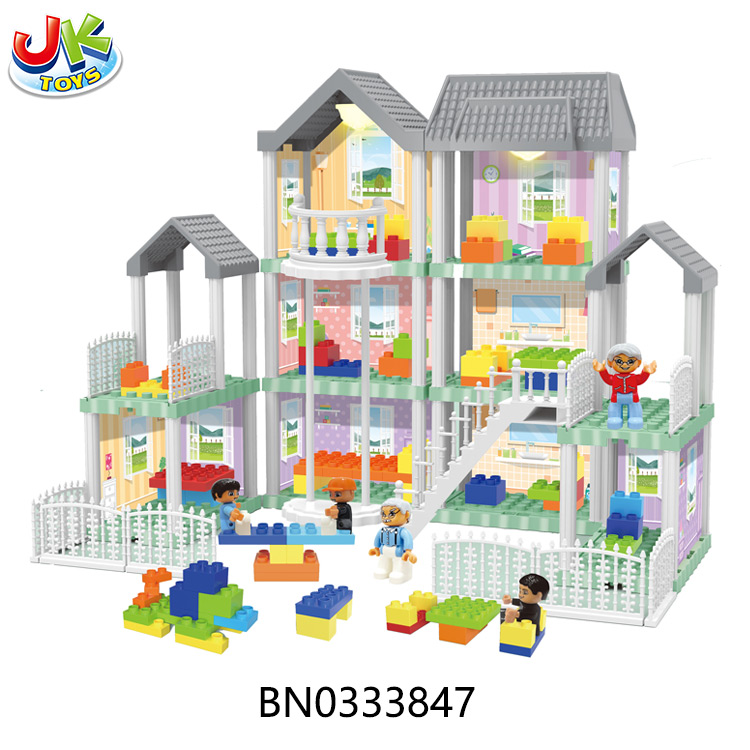 DIY VILLA,W/6'' DOLL,W/2 LIGHT,180PCS toys