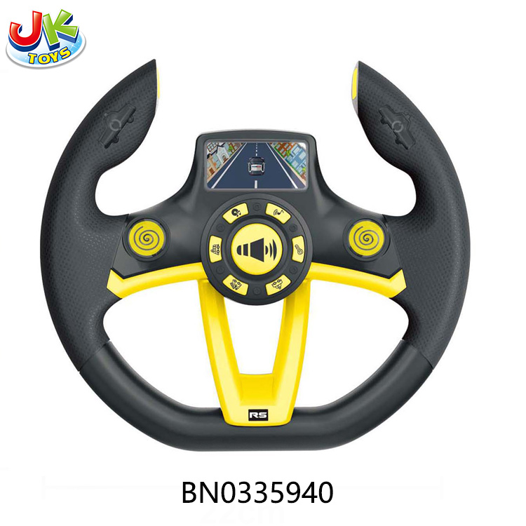 STEERING WHEEL W/SOUND,LIGHT  WITH SUCTION CUP, (BLACK AND YELLOW) toys