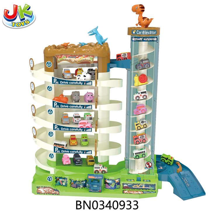 DINOSAUR PARKING BUILDING,W/4 CAR,1SCENE MAP,28ROAD SIGNS,W/LIGHT,MUSIC toys