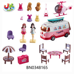 BARBIE SET W/  BUS+HELICOPTER