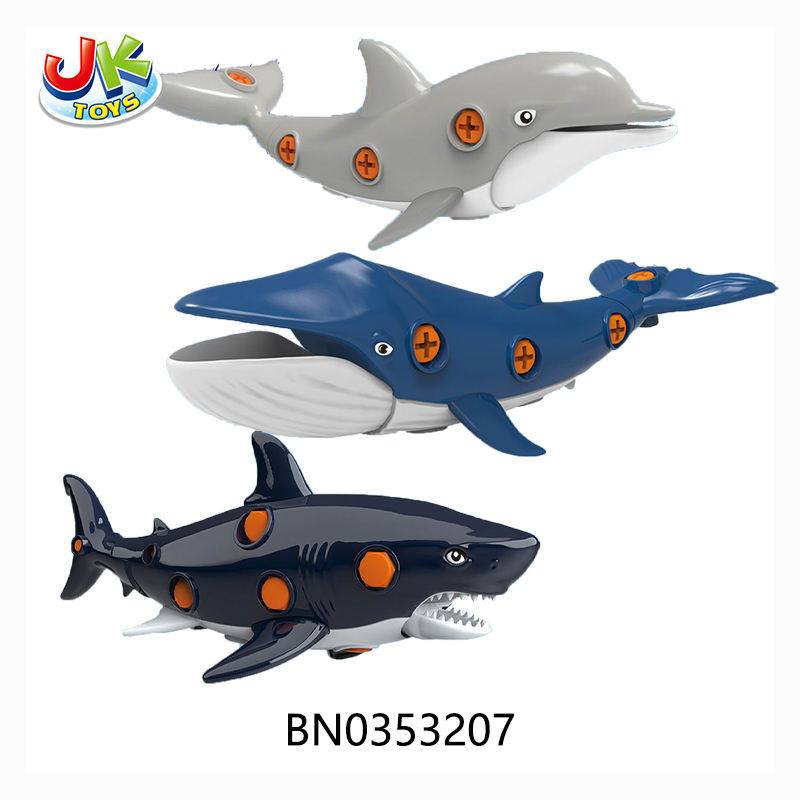 MANUAL DRILL+ELECTRIC DRILL 3D DISASSEMBLY OF MARINE ANIMALS 3PCS(SHARK,WHALE,DOLPHIN) toys