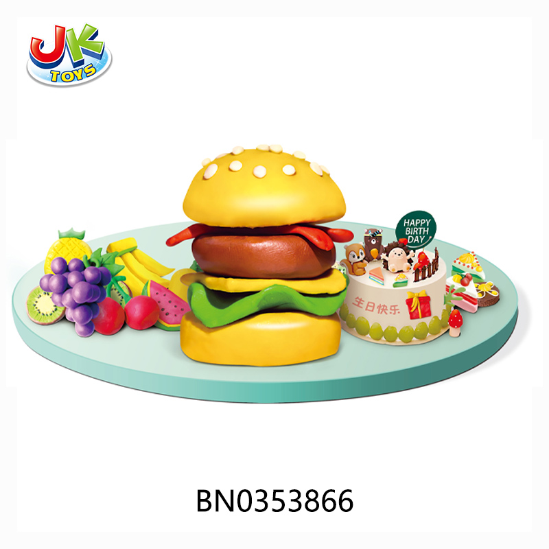 COLORED CLAY TOYS - CAKE, FRUIT, HAMBURGER THREE IN A SERIES toys