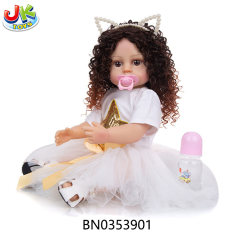 55CM SIMULATION BABY DOLL(WIG SET)SOFT GLUE,W/BOTTLE,MAGNETIC PACIFIER,DIAPER,BIRTH CARD,SANDALS