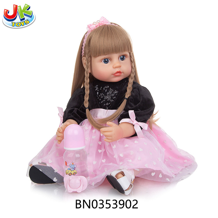 55CM SIMULATION BABY DOLL(WIG SET)SOFT GLUE,W/BOTTLE,MAGNETIC PACIFIER,DIAPER,BIRTH CARD,SANDALS toys