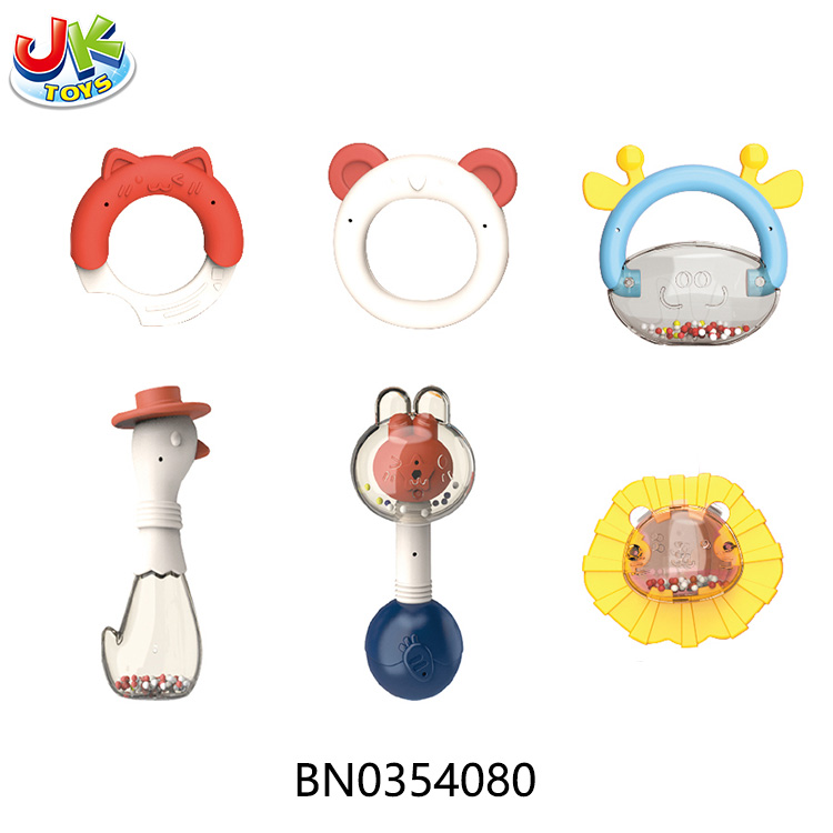 BOILED ANIMAL RATTLE 6-PIECE SET toys