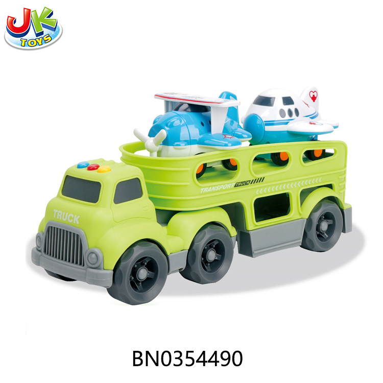 GLIDE CARTOON TRACTOR TRANSPORTER,LIGHTS AND MUSIC(W/2 GLIDING CARTOON AIRCRAFT) toys