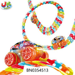 B/O BUILDING BLOCKS DIY COLORFUL STICK DISK TRACK CAR,W/ COLORFUL LIGHTS,188PCS toys