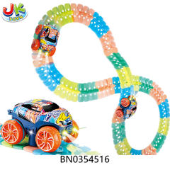 B/O BUILDING BLOCKS DIY LUMINOUS STICK DISK TRACK CAR,W/LUMINOUS LIGHTS,112PCS toys