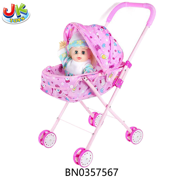 BABY TROLLEY TOY W/14"DOLL/IC toys