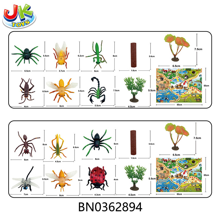 3 INCH INSECTS 6 PCS+ BIG WOOD BIG SPLASH + MONEY GRASS + MAP GAME, AB ASST MIXED toys