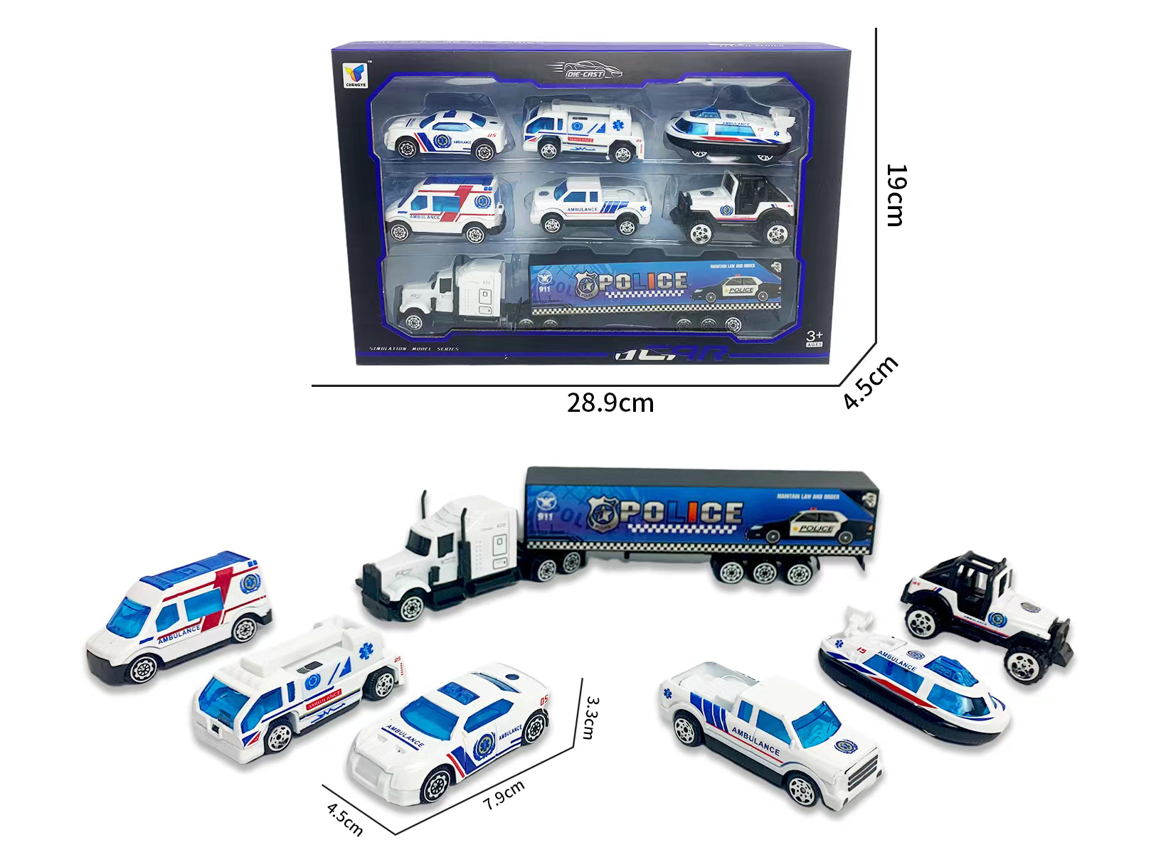 1:64 SLIDING ALLOY POLICE CAR SET toys