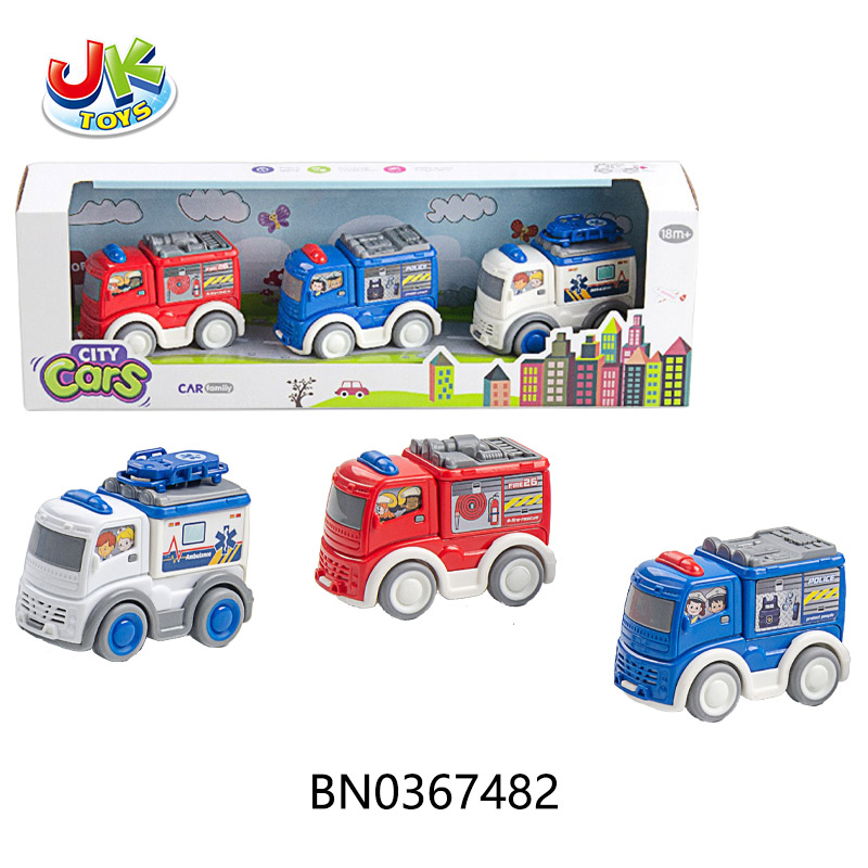 PULL BACK AMBULANCE FIRE TRUCK POLICE CAR SET toys