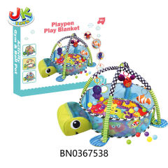 TURTLE BABY GYM FENCE PLAYPOOL WITH 30 OCEAN BALLS