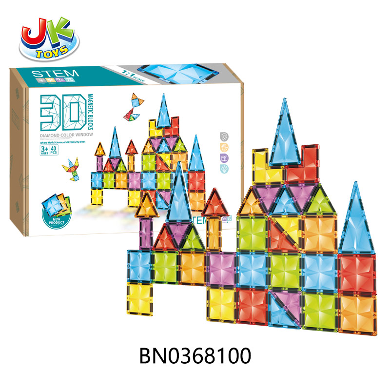 DAZZLING DIAMOND FACE COLOR WINDOW 40 PIECES,MAGNETIC PIECE 7.5CM toys