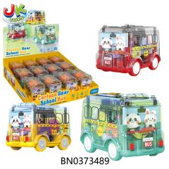 FRICTION GEAR BUS,W/LIGHTS(3 COLORS MIXED,12PCS/BOX)