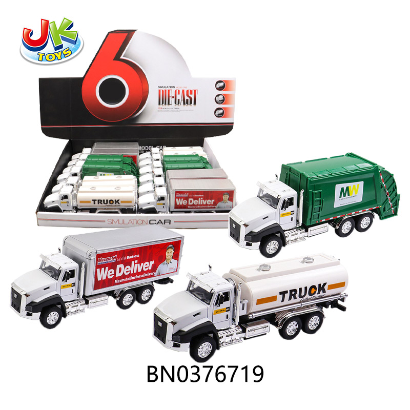 1:50 ALLOY PULL-BACK DOUBLE OPEN DOOR TRUCK W/LIGHT,MUSIC 3 ASST MIXED 12PCS/BOX toys