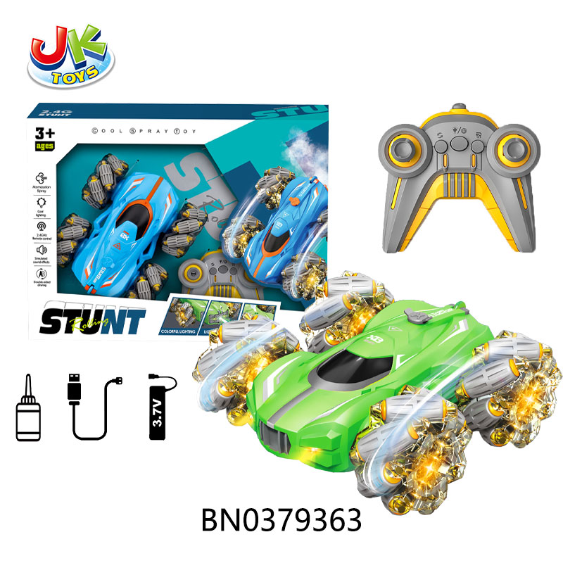 2.4G R/C STUNT CAR W/LIGHT,MUSIC,SPRAY(3 COLORS MIXED) toys