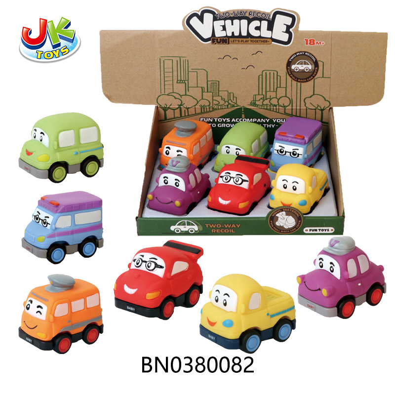 VINYL CARTOON DOUBLE PULL-BACK CAR （6 PCS/BOX） toys