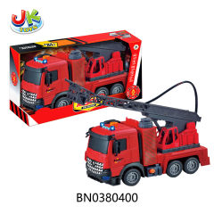 FRICTION FIRE TRUCK  W/LIGHT,MUSIC,PUMP,SPRAY WATER toys