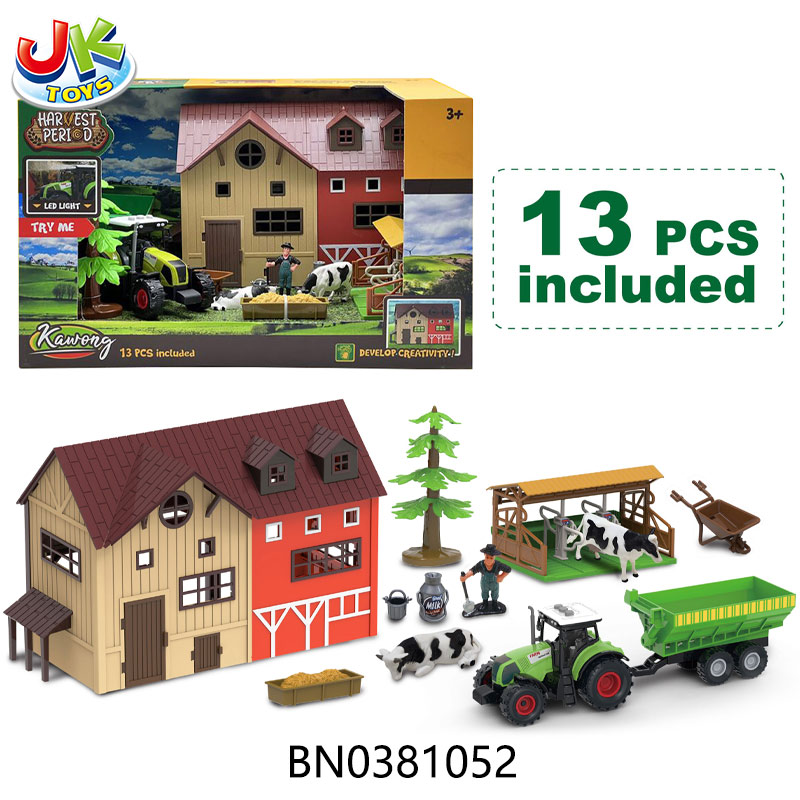 FARM ANIMAL SET,13 PCS(FRICTION TRUCK W/LIGHTS,SOUND) toys