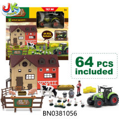 FARM ANIMAL SET,64PCS(FRICTION TRUCK W/LIGHTS,SOUND)