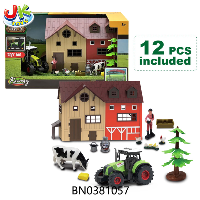 FARM ANIMAL SET,12 PCS(FRICTION TRUCK W/LIGHTS,SOUND) toys