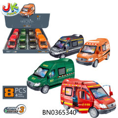 INERTIAL CAR W/LIGHT,SOUND(4 ASST,8PCS/DISPLAY BOX)