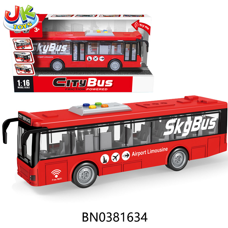 1:16 FRICTION SKY BUS W/SOUND,LIGHT,OPEN DOOR toys