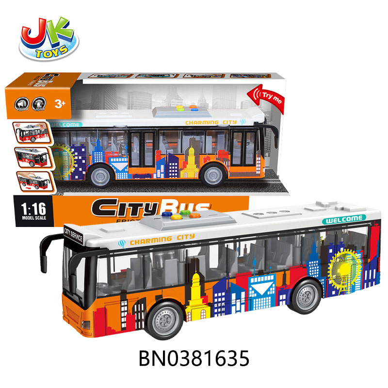 1:16 FRICTION CITY BUS W/SOUND,LIGHT,OPEN DOOR toys