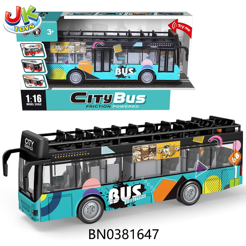 1:16 FRICTION DOUBLE-DECKER DINING BUS W/SOUND,LIGHT,OPEN DOOR toys