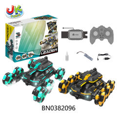 2.4G R/C SIX-WHEELED STUNT CAR W/LIGHTS（DUAL REMOTE CONTROL）2 COLORS MIXED toys