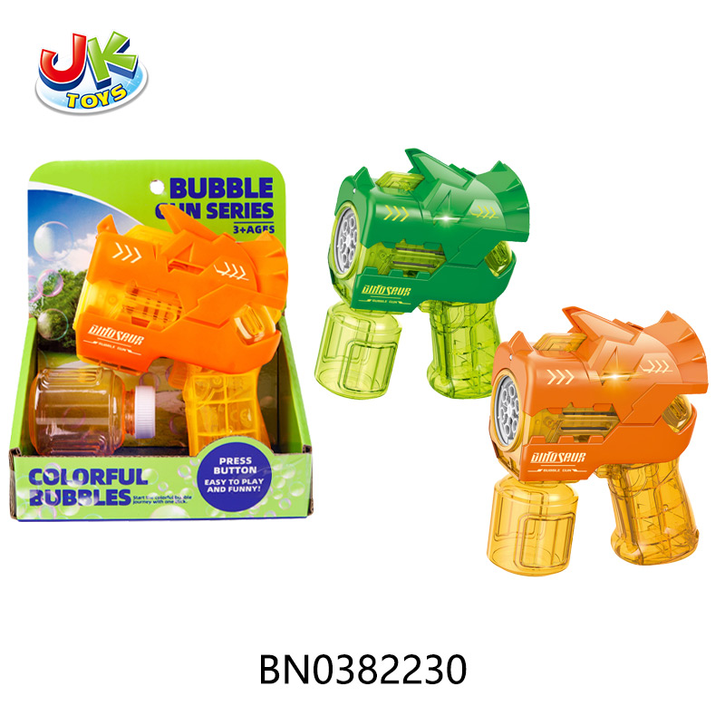 B/O SMALL POROUS DINOSAUR BUBBLE GUN W/LIGHTS ,50ML toys