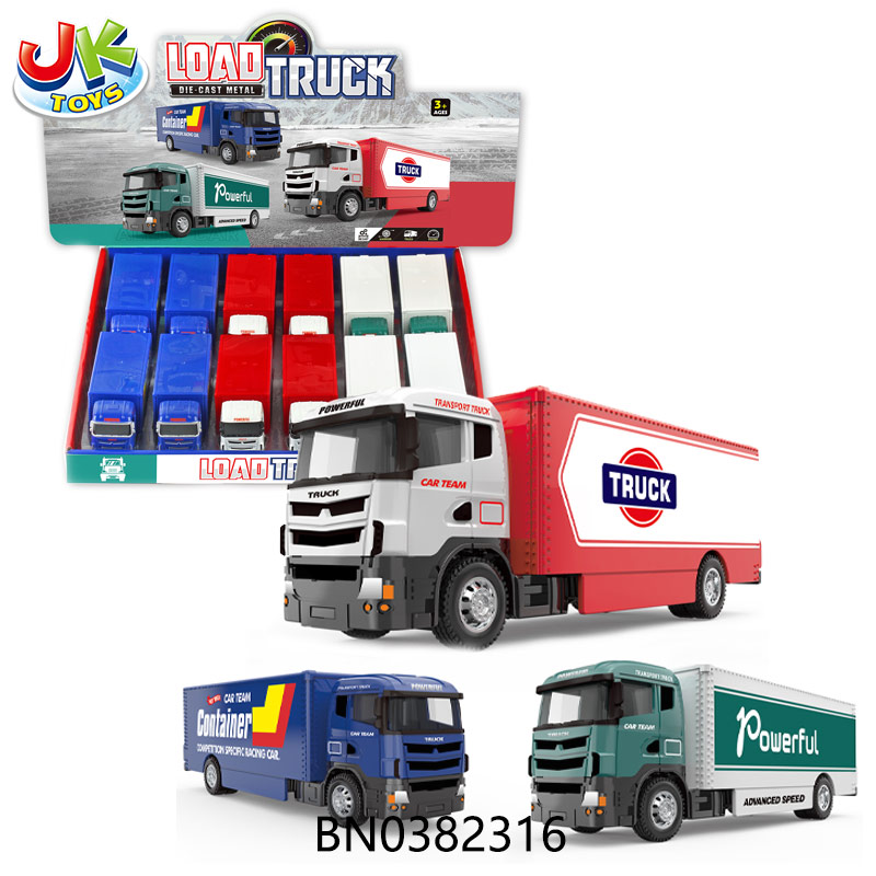 PULL-BACK CONTAINER CARRIER BLUE/RED/GREEN 3 COLORS MIXED(12 PCS/DISPLAY BOX) toys