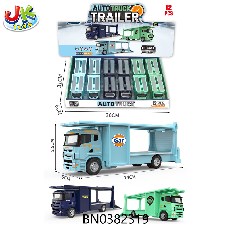 PULL-BACK TRANSPORTER  BLUE/BLACK/GREEN 3 COLORS MIXED (12PCS/DISPLAY BOX)  toys